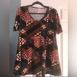 LuLaRoe Women’s Classic Tee Black Brown Print Xsmall